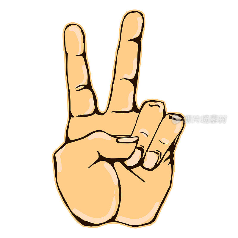 Realistic victory or peace hand gesture icon graphic